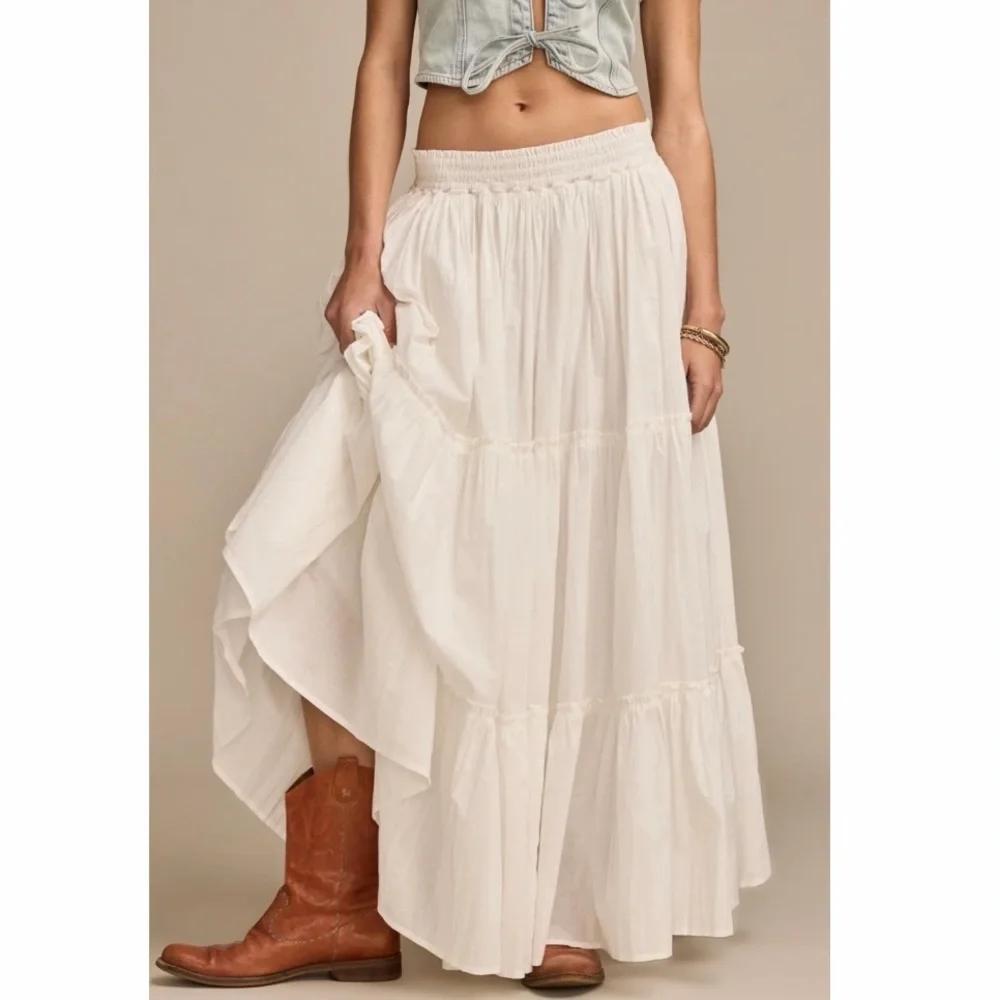 Lucky Brand White Cotton Maxi Skirt Broomstick Maxi size S - Picture 3 of 10